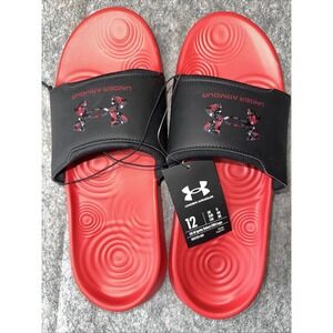 Under Armour Ignite Select GRH Logo Slide Sandal Men SZ 12 Red Black Slip-On-NWT